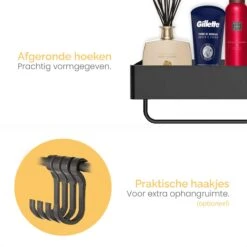 Goliving Doucherek Zonder Boren - Doucherekje- Badkamerrek 2 Laags - Hangend - Wandrek - RVS - Opbergrek - 40cm - Zwart -Badkamer Wijs 1200x1200 2546