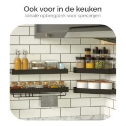 Goliving Doucherek Zonder Boren - Doucherekje- Badkamerrek 2 Laags - Hangend - Wandrek - RVS - Opbergrek - 40cm - Zwart -Badkamer Wijs 1200x1200 2549