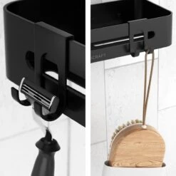 Doucherekje Van Sanicraft® - Doucherekje Zonder Boren - Geschikt Voor Elk Type Muur - Hangend - Roestvrij - 2 Stuks - Zwart -Badkamer Wijs 1200x1200 2552