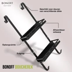 Bonoff Doucherek Zwart – 2 Laags - Doucherek Zonder Boren - Zwart – Doucherek Hangend - Badkamerrek –RVS – Badkamer Accessoires – Stijlvol 18 Bonoff Doucherek Zwart – 2 Laags - Doucherek Zonder Boren - Zwart – Doucherek Hangend - Badkamerrek –RVS – Badkamer Accessoires – Stijlvol -Badkamer Wijs 1200x1200 2564