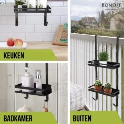 Bonoff Doucherek Zwart – 2 Laags - Doucherek Zonder Boren - Zwart – Doucherek Hangend - Badkamerrek –RVS – Badkamer Accessoires – Stijlvol 22 Bonoff Doucherek Zwart – 2 Laags - Doucherek Zonder Boren - Zwart – Doucherek Hangend - Badkamerrek –RVS – Badkamer Accessoires – Stijlvol -Badkamer Wijs 1200x1200 2568