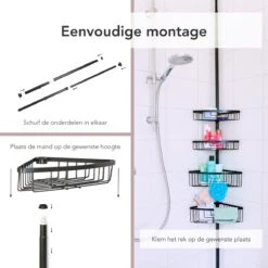 Ogoods Telescopisch Doucherek Inclusief 4 Manden - Zwart - Badkamerrek - Zonder Boren - In Hoogte Verstelbaar - Opbergsysteem 17 Ogoods Telescopisch Doucherek Inclusief 4 Manden - Zwart - Badkamerrek - Zonder Boren - In Hoogte Verstelbaar - Opbergsysteem -Badkamer Wijs 1200x1200 2572