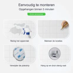 4x Handdoekhaakjes (Zelfklevend) Van RVS Zilver – Zelfklevende Haakjes – Wandhaak – Handdoekhouder – Ophanghaken Voor Keuken Of Badkamer (Accessoires) -Badkamer Wijs 1200x1200 258