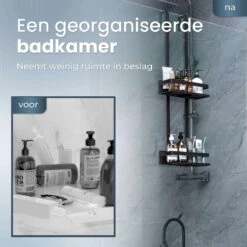 Rohzzi Doucherek Zonder Boren - 30 Dagen Uitproberen - Doucherek Hangend - Badkamer Accessoires - RVS - 2 Laags -Badkamer Wijs 1200x1200 2596