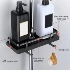 Merkloos Douchestang Opbergrek - Zonder Boren - Luxe - Zwart - Shampoohouder - Zeephouder - Opbergrek - Douche - Douchegelhouder -Badkamer Wijs 1200x1200 2602