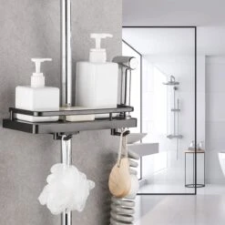 Merkloos Douchestang Opbergrek - Zonder Boren - Luxe - Zwart - Shampoohouder - Zeephouder - Opbergrek - Douche - Douchegelhouder -Badkamer Wijs 1200x1200 2603