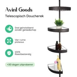 Avint Goods Telescopisch Doucherek Zonder Boren – 4 Laags Badkamerrek Staand – Douche Rek Hoekrek – Zwart -Badkamer Wijs 1200x1200 2615