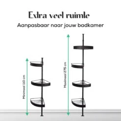 Avint Goods Telescopisch Doucherek Zonder Boren – 4 Laags Badkamerrek Staand – Douche Rek Hoekrek – Zwart -Badkamer Wijs 1200x1200 2619