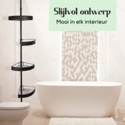 Avint Goods Telescopisch Doucherek Zonder Boren – 4 Laags Badkamerrek Staand – Douche Rek Hoekrek – Zwart -Badkamer Wijs 1200x1200 2620