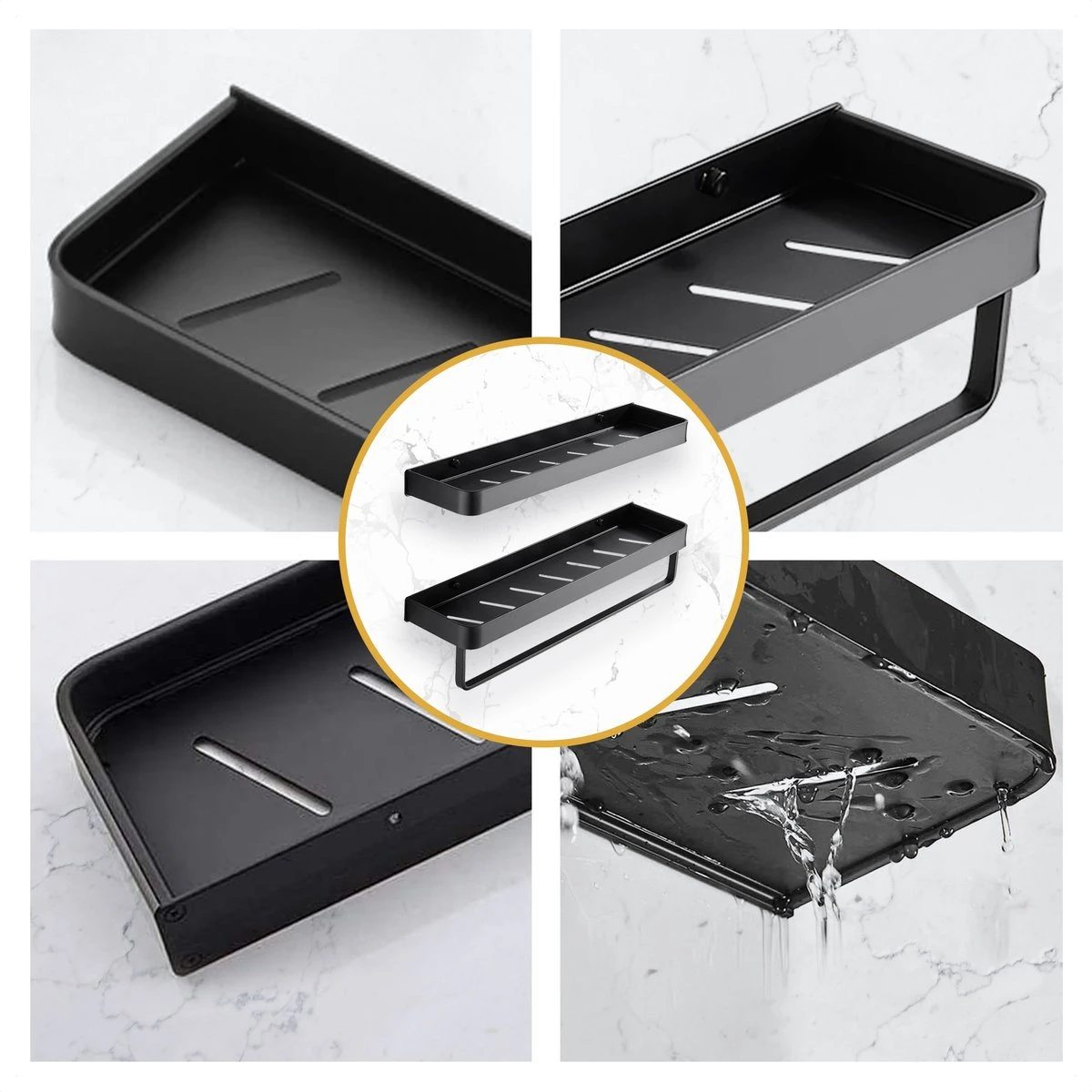 Merkloos Doucherek Zonder Boren 2x 30 Cm – Doucherek – Doucherek Hangend – Badkamerrek – Zonder Boren – IP68 Waterdicht – 4KG Draagkracht – Zwart RVS 6 Merkloos Doucherek Zonder Boren 2x 30 Cm – Doucherek – Doucherek Hangend – Badkamerrek – Zonder Boren – IP68 Waterdicht – 4KG Draagkracht – Zwart RVS - Afbeelding 4