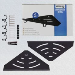 Vannons - Doucherek - Doucherek Hangend - Doucheplankje - Metaal - Set Van 2 - Zwart 19 Vannons - Doucherek - Doucherek Hangend - Doucheplankje - Metaal - Set Van 2 - Zwart -Badkamer Wijs 1200x1200 2641