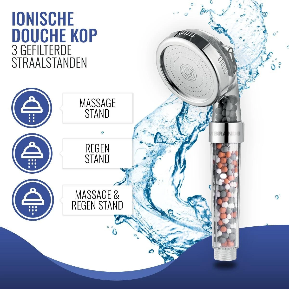 MM Brands Ionische Douchekop - Waterbesparende Douchekop - Handdouche Met Hoge Druk En Filter - Regendouche 4 MM Brands Ionische Douchekop - Waterbesparende Douchekop - Handdouche Met Hoge Druk En Filter - Regendouche - Afbeelding 2