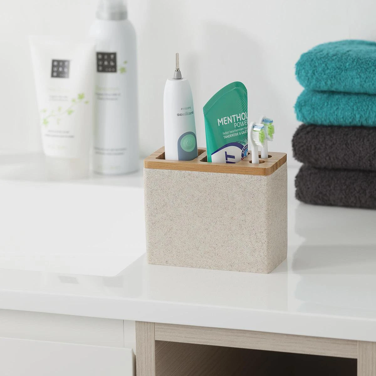 Sealskin Grace Tandenborstelhouder Vrijstaand - Zand 5 Sealskin Grace Tandenborstelhouder Vrijstaand - Zand - Afbeelding 3