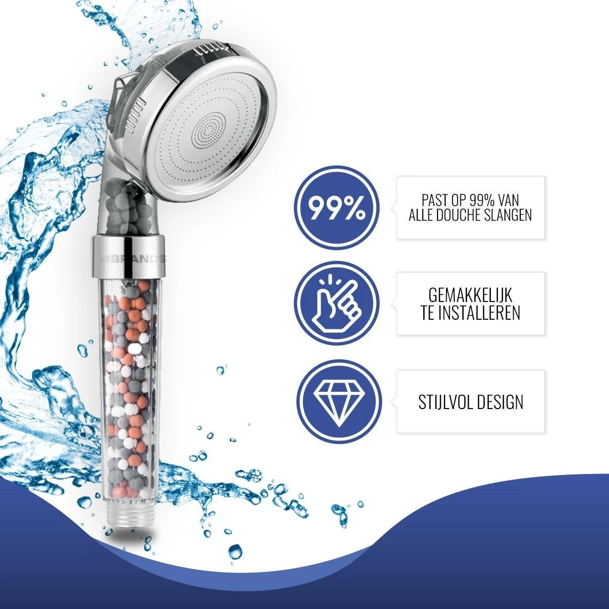 MM Brands Ionische Douchekop - Waterbesparende Douchekop - Handdouche Met Hoge Druk En Filter - Regendouche 6 MM Brands Ionische Douchekop - Waterbesparende Douchekop - Handdouche Met Hoge Druk En Filter - Regendouche - Afbeelding 4