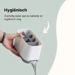 Merkloos Tandenborstelhouder Vrijstaand - Badkamer Organizer Met Lekbak - Badkamer Accessoires - 6 Sorteervakken - Tandenborstel - Wit Met Zwart -Badkamer Wijs 1200x1200 2683