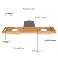 LifeGoods Badplank - Uitschuifbaar - Voor In Bad - 74.5 Tot 108.5 Cm - Met Houder - Hout -Badkamer Wijs 1200x1200 2712