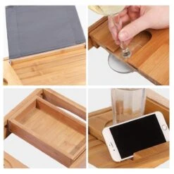 LifeGoods Badplank - Uitschuifbaar - Voor In Bad - 74.5 Tot 108.5 Cm - Met Houder - Hout -Badkamer Wijs 1200x1200 2713