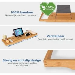 LifeGoods Badplank - Uitschuifbaar - Voor In Bad - 74.5 Tot 108.5 Cm - Met Houder - Hout -Badkamer Wijs 1200x1200 2715