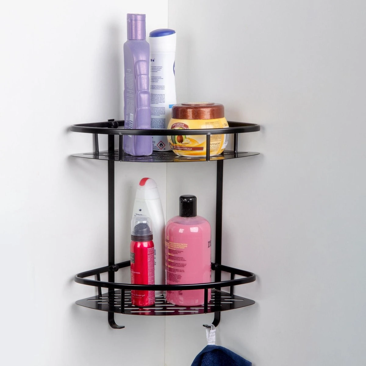 Merkloos Doucherek 2 Laags - Douche Rek Zwart Hangend - Incl 2 Haken Badkamer Accessoires 3 Merkloos Doucherek 2 Laags - Douche Rek Zwart Hangend - Incl 2 Haken Badkamer Accessoires