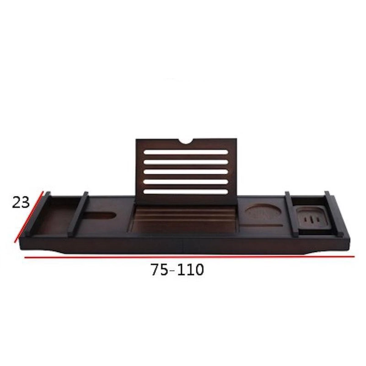 Merkloos Decopatent® Badplank - Uitschuifbaar 75 -> 110 Cm - Verstelbaar Bamboe Badrekje Voor In Bad - Boekenhouder - Tablethouder - Bruin 5 Merkloos Decopatent® Badplank - Uitschuifbaar 75 -> 110 Cm - Verstelbaar Bamboe Badrekje Voor In Bad - Boekenhouder - Tablethouder - Bruin - Afbeelding 3