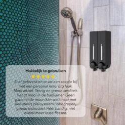 Aquathof, Zeepdispenser, Mat Zwart, 2 Kamer, 2 Reservoirs, 2x250ml - Hangend - Wandmontage 14 Aquathof, Zeepdispenser, Mat Zwart, 2 Kamer, 2 Reservoirs, 2x250ml - Hangend - Wandmontage -Badkamer Wijs 1200x1200 2787