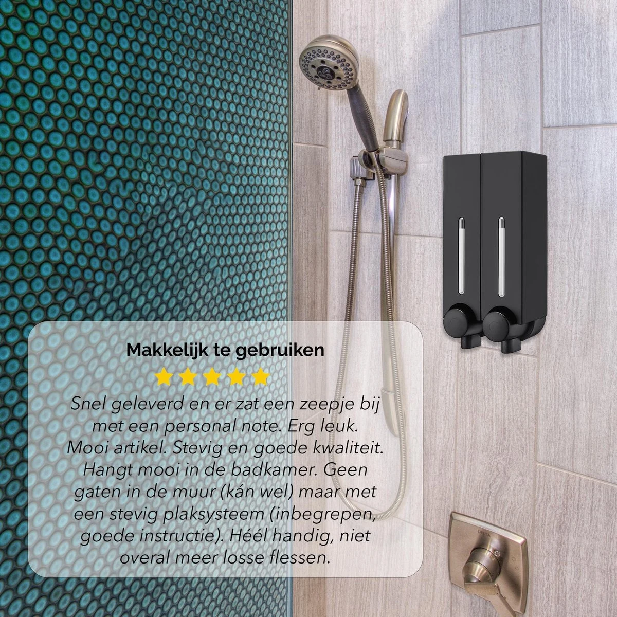 Aquathof, Zeepdispenser, Mat Zwart, 2 Kamer, 2 Reservoirs, 2x250ml - Hangend - Wandmontage 5 Aquathof, Zeepdispenser, Mat Zwart, 2 Kamer, 2 Reservoirs, 2x250ml - Hangend - Wandmontage - Afbeelding 3