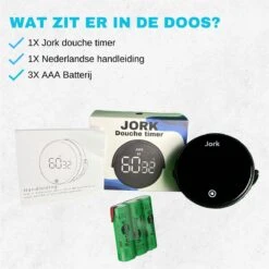Jork - Douche Timer - Douchetimer - Badkamer Klok - Doucheklok - Kookwekker Analoog - Douchetimer 5 Minuten - Douchetimer Waterdicht - Inclusief Batterijen - 3x AAA - IPX8 Waterdicht -Badkamer Wijs 1200x1200 2899