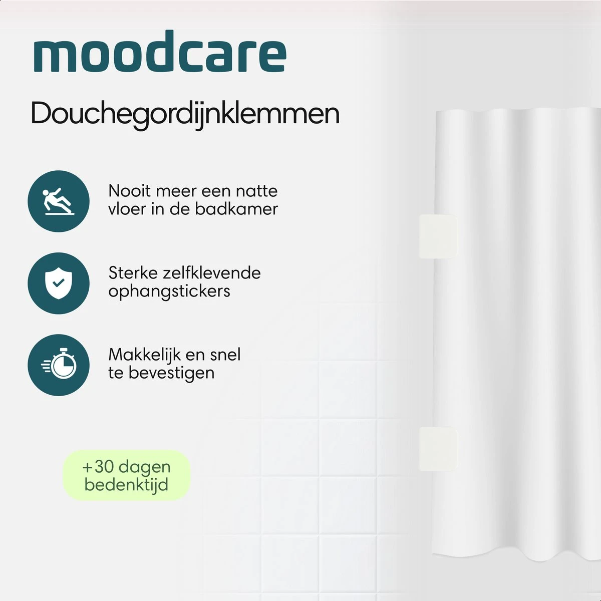 Moodcare® Douchegordijn Klemmen – Douchegordijn Houder 4 Stuks – Douchegordijn Clip Zelfklevend 4 Moodcare® Douchegordijn Klemmen – Douchegordijn Houder 4 Stuks – Douchegordijn Clip Zelfklevend - Afbeelding 2