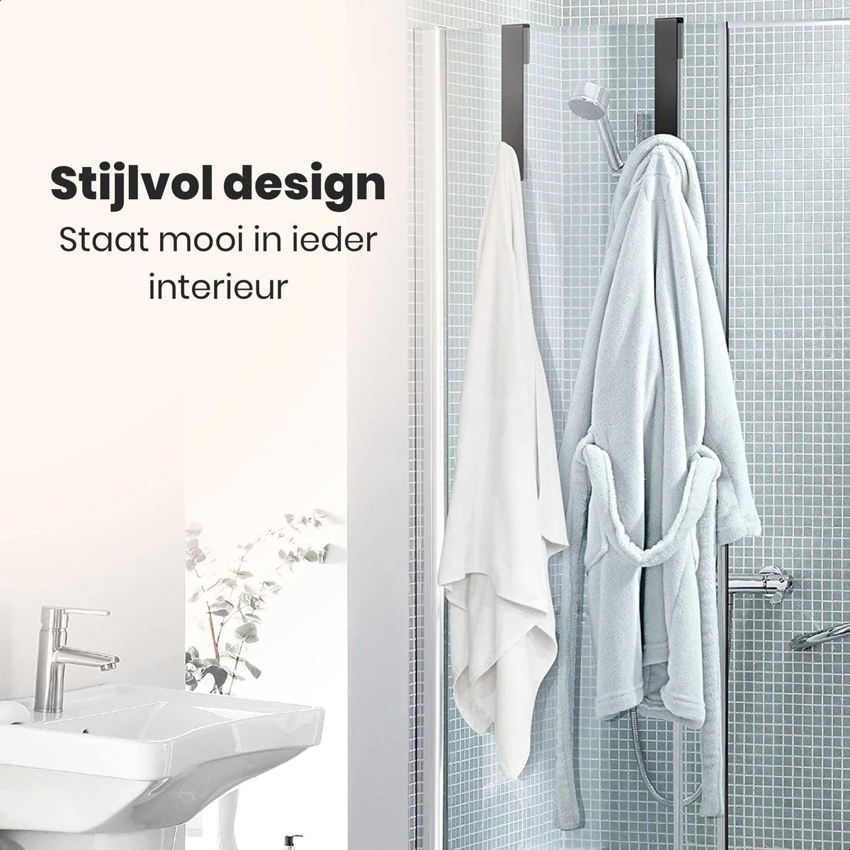 NovaQ Handoekhaakjes - Handoekhouder- Zwart - Douchewand Haak - Set Van 2 Stuks 9 NovaQ Handoekhaakjes - Handoekhouder- Zwart - Douchewand Haak - Set Van 2 Stuks - Afbeelding 7