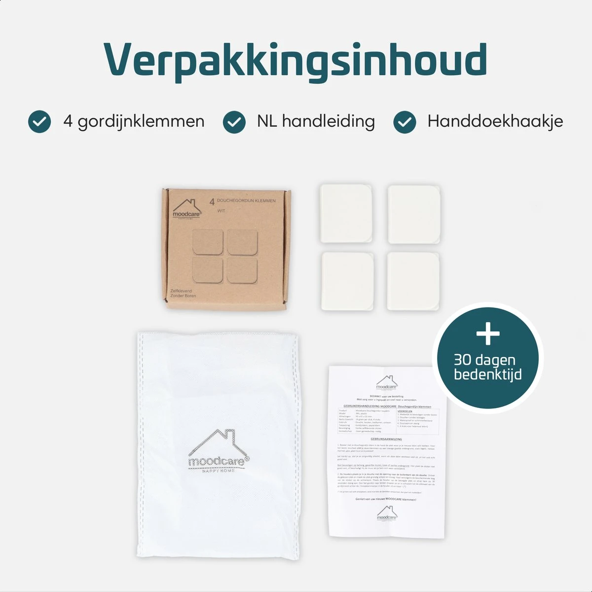 Moodcare® Douchegordijn Klemmen – Douchegordijn Houder 4 Stuks – Douchegordijn Clip Zelfklevend 8 Moodcare® Douchegordijn Klemmen – Douchegordijn Houder 4 Stuks – Douchegordijn Clip Zelfklevend - Afbeelding 6