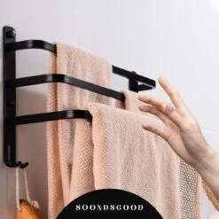 Merkloos Soondsgood Luxe 3 Laags Handdoekrek - Zelfklevend Of Boren - Zwart - Eenvoudige Installatie - Badkamer - Handdoekenrek - Handdoekhouder - 50x14x25cm -Badkamer Wijs 1200x1200 2950