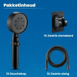 Imperatoris | DoucheSet - Douchekop Met Slang, Houder & Badmuts/Douchemuts - Waterbesparend – Hoge Druk – Regendouche - Zwart Mat -Badkamer Wijs 1200x1200 2987