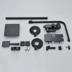 Luxe 4 In 1 Regen Douchekraan - Compleet Wassysteem -Regendouche - Handdouche - Kaan - Bidet - Met Planchet - Chroom - Zwart -Badkamer Wijs 1200x1200 2997