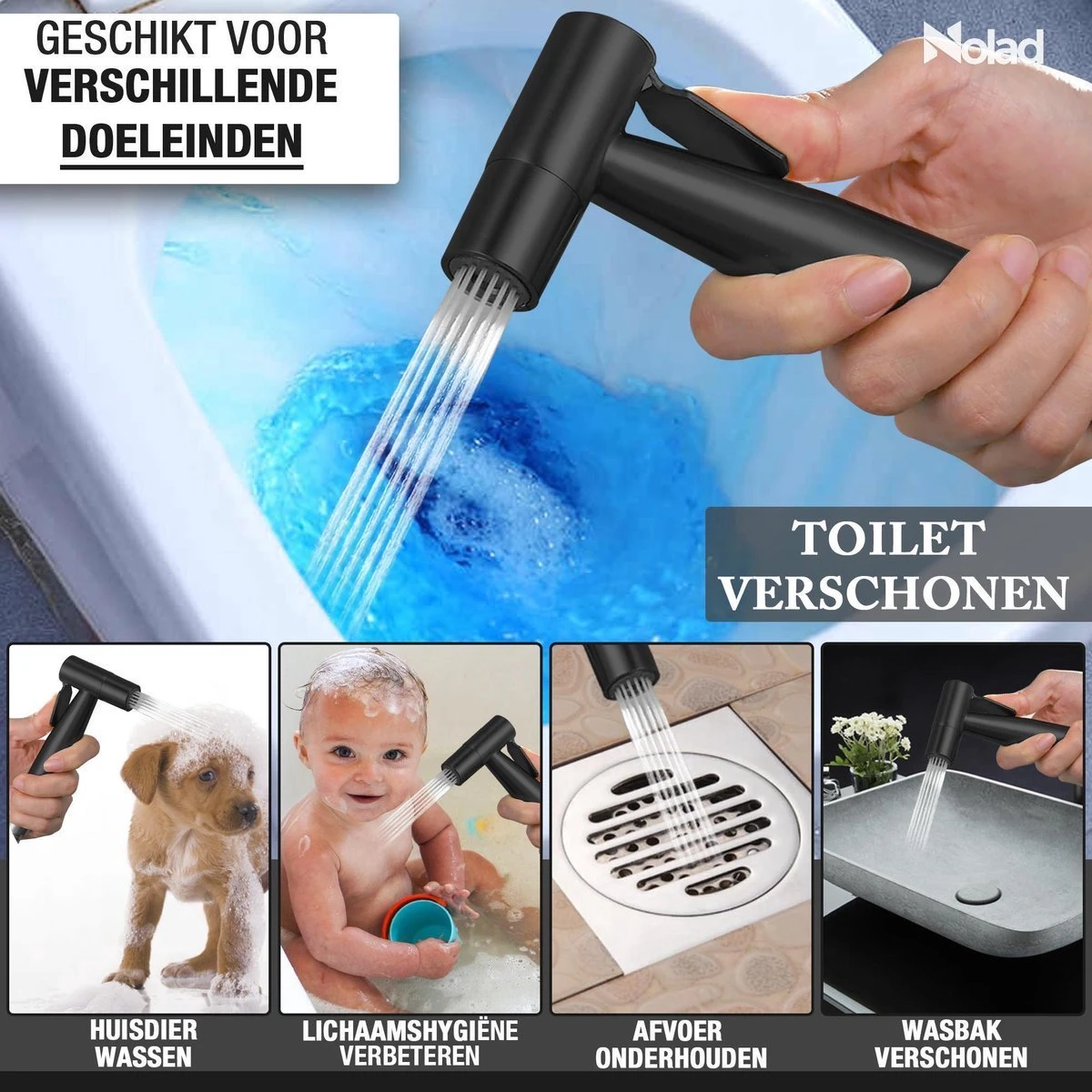 Nolad® Bidet Handdouche - Douchekoppen - Bidet - Handdouche - Zwart 5 Nolad® Bidet Handdouche - Douchekoppen - Bidet - Handdouche - Zwart - Afbeelding 3