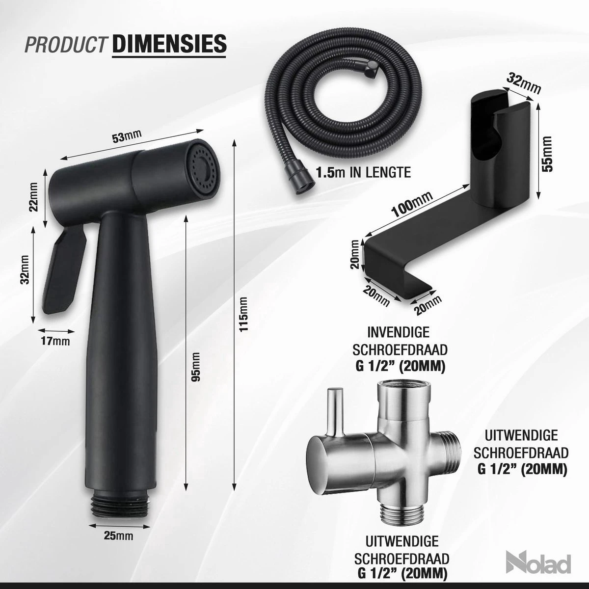 Nolad® Bidet Handdouche - Douchekoppen - Bidet - Handdouche - Zwart 7 Nolad® Bidet Handdouche - Douchekoppen - Bidet - Handdouche - Zwart - Afbeelding 5