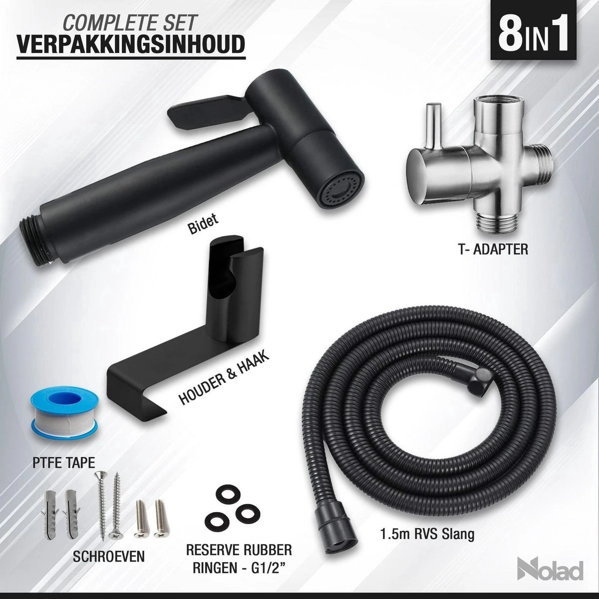 Nolad® Bidet Handdouche - Douchekoppen - Bidet - Handdouche - Zwart 9 Nolad® Bidet Handdouche - Douchekoppen - Bidet - Handdouche - Zwart - Afbeelding 7