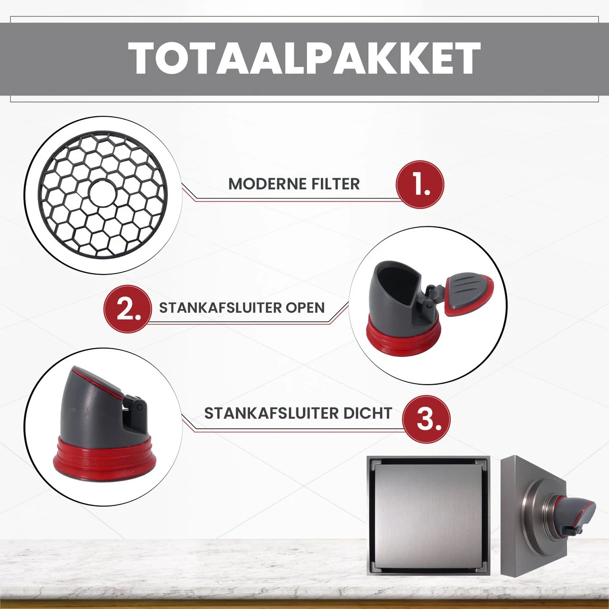 Lenga Doucheput Antraciet Vierkant - 10x10 Cm - Moderne Douche Put - Stankafsluiter - Afvoerput - Douchegoot - Doucherooster - Douchedrain 7 Lenga Doucheput Antraciet Vierkant - 10x10 Cm - Moderne Douche Put - Stankafsluiter - Afvoerput - Douchegoot - Doucherooster - Douchedrain - Afbeelding 5