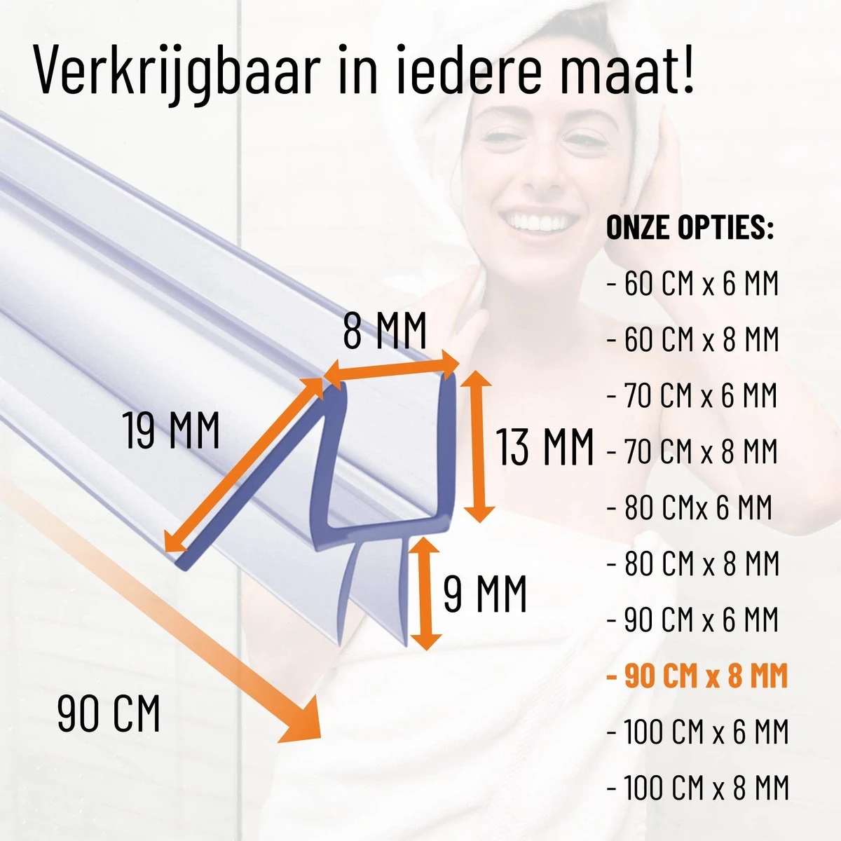 Simple Fix Lekstrip - Douchestrip - Waterkering - 90CM Lang - 8MM Glasdikte - Lekdorpel & Dubbele Middenlip 7 Simple Fix Lekstrip - Douchestrip - Waterkering - 90CM Lang - 8MM Glasdikte - Lekdorpel & Dubbele Middenlip - Afbeelding 5