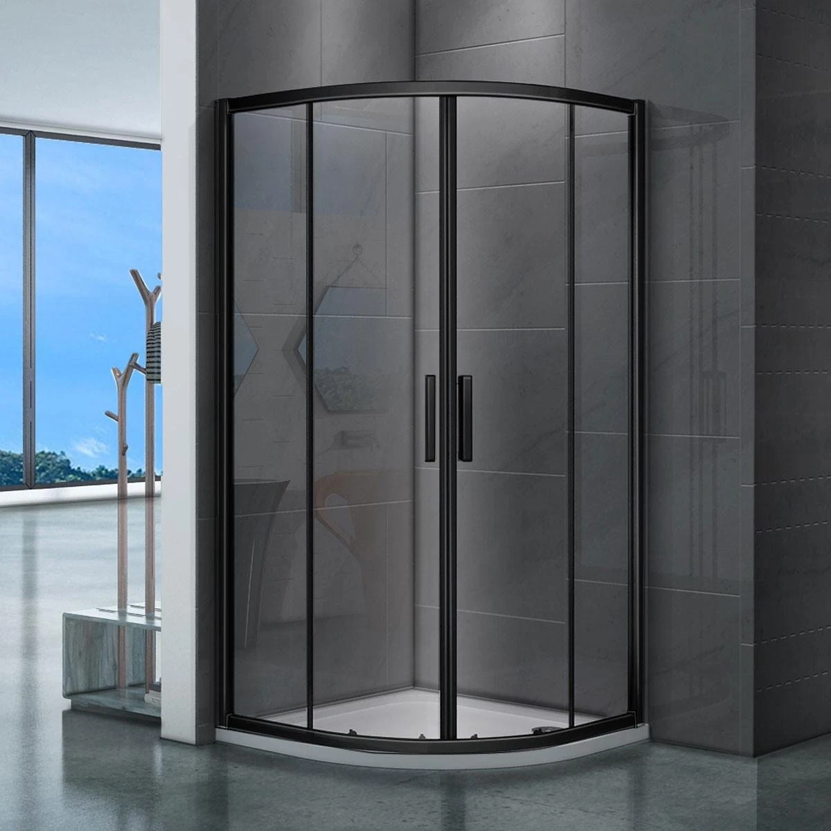 Merkloos Douchecabine - 90x90x200 - Kwartrond - Mat Zwart - Schuifdeur - Hoekinstap 8 Merkloos Douchecabine - 90x90x200 - Kwartrond - Mat Zwart - Schuifdeur - Hoekinstap - Afbeelding 6