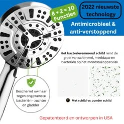 Ionische Dubbelzijdige Douchekop XL | 10 Straalsoorten | Antibacterieel | Antikalk Bescherming | Waterbesparend | Chrome -Badkamer Wijs 1200x1200 3078