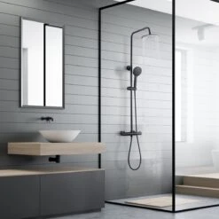 LOMAZOO Regendouche Met Thermostaatkraan - Doucheset Zwart - Regendoucheset - Zwart [COOPER] -Badkamer Wijs 1200x1200 3095