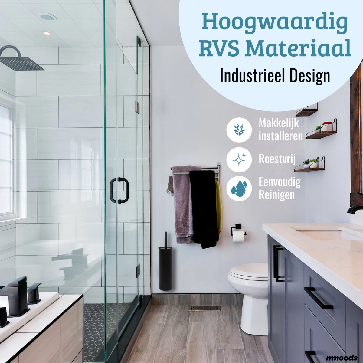 Mmoods WC Borstel Met Houder Hangend Zwart - Toiletborstel Siliconen Industrieel Design 7 Mmoods WC Borstel Met Houder Hangend Zwart - Toiletborstel Siliconen Industrieel Design - Afbeelding 5