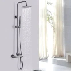 LOMAZOO Regendouche Met Thermostaatkraan - Douche Badkamer - Gun Metal / Antraciet [LYNN] -Badkamer Wijs 1200x1200 3109
