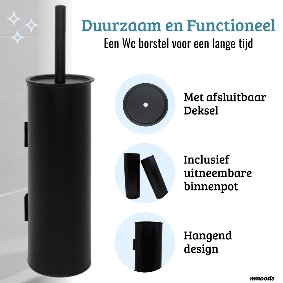 Mmoods WC Borstel Met Houder Hangend Zwart - Toiletborstel Siliconen Industrieel Design 9 Mmoods WC Borstel Met Houder Hangend Zwart - Toiletborstel Siliconen Industrieel Design - Afbeelding 7