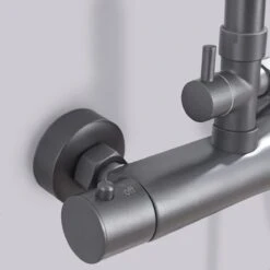 LOMAZOO Regendouche Met Thermostaatkraan - Douche Badkamer - Gun Metal / Antraciet [LYNN] -Badkamer Wijs 1200x1200 3111