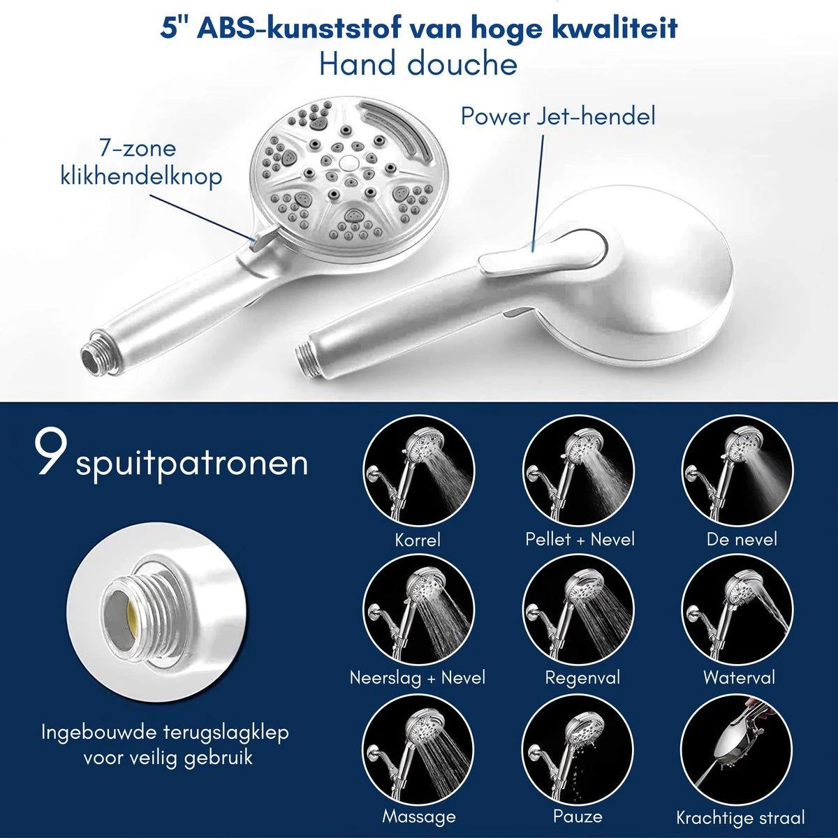 Salvano Douchekop - Waterbesparend - Regendouche - 9 Standen 8 Salvano Douchekop - Waterbesparend - Regendouche - 9 Standen - Afbeelding 6