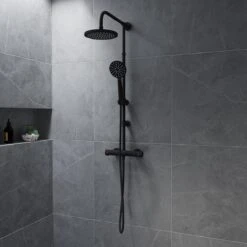 4bathroomz® Zwarte Regendouche Met Thermostatische Kraan - 20cm Hoofddouche -Badkamer Wijs 1200x1200 3125