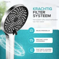 ZIGLA - Waterbesparende Douchekop - Douchekoppen - Regendouche - Hoge Druk - 3 Standen - Handdouche - Chrome -Badkamer Wijs 1200x1200 3132