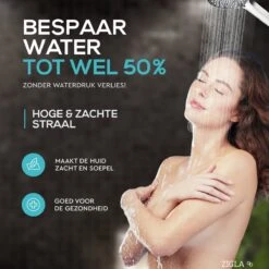 ZIGLA - Waterbesparende Douchekop - Douchekoppen - Regendouche - Hoge Druk - 3 Standen - Handdouche - Chrome -Badkamer Wijs 1200x1200 3133