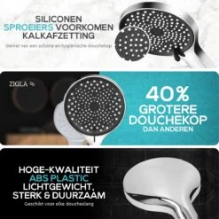 ZIGLA - Waterbesparende Douchekop - Douchekoppen - Regendouche - Hoge Druk - 3 Standen - Handdouche - Chrome -Badkamer Wijs 1200x1200 3135